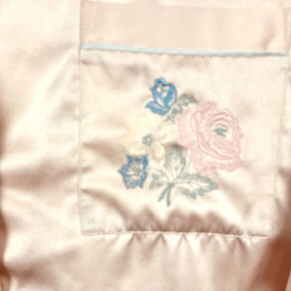 VTG Miss Elaine Lt Pink Nightgown Lingerie Embroidered Floral Pocket Womens SZ M - Picture 6 of 10
